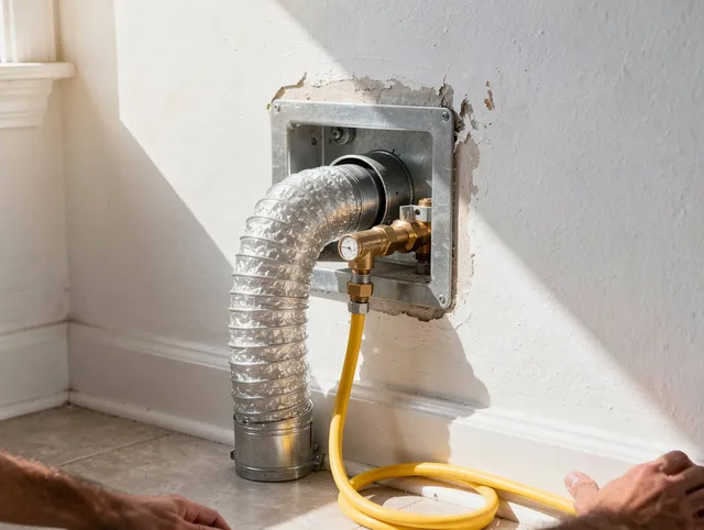 Central Falls Dryer Vent Cleaning certified technician performing specialized gas dryer vent cleaning in Central Falls